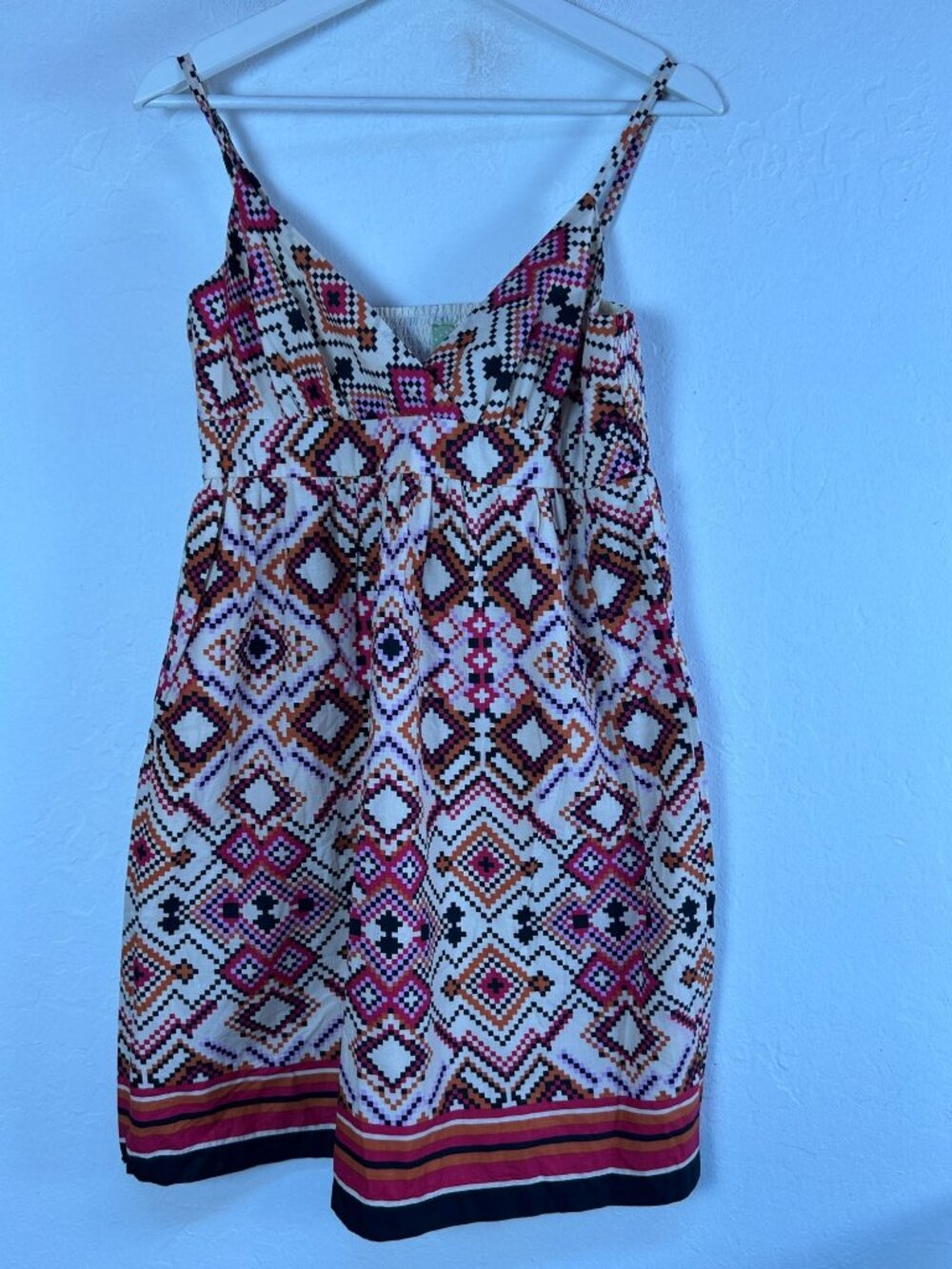 Johnny Martin Womens Geometric Print Sleeveless Mini Sundress Large Multicolor